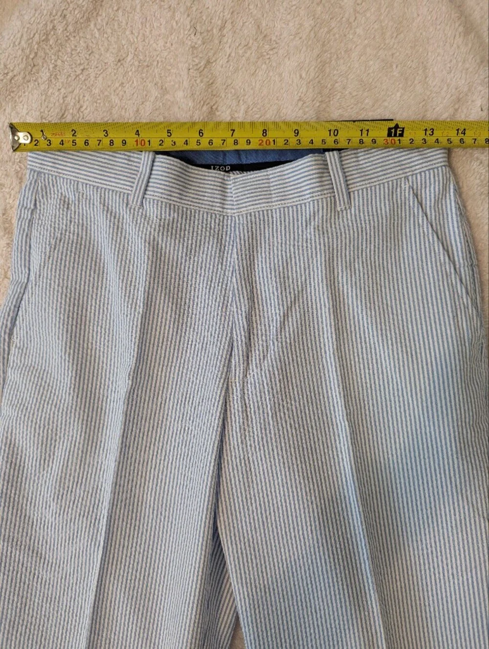 Izod Boys Blue Striped Cotton Seersucker Pants Size 14 NWT